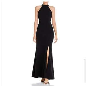 AQUA Women's Formal Dress Size 2 Black Cutout Halter Long Evening Gown